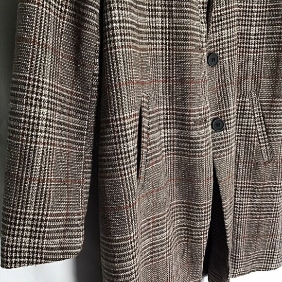 SheIn Brown Plaid Jacket Mid Length Blazer Small - Picture 7 of 10